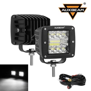 Auxbeam 3" Led Fog Light Pods Spot Beam Harness Kit For Can-am Maverick Polaris - Foto 1 di 12