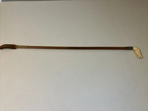 Vintage Horse Riding Crop With Horse Handle and Sterling Band - Picture 1 of 13
