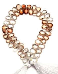 Natural Gem Brazilian Imperial Topaz Faceted 9x6MM Pear Briolettes 8" Strand - Picture 1 of 6
