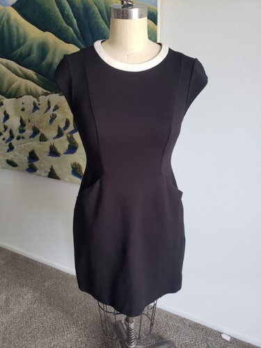 Kate Spade Mini Abito Tubino Daria Cappuccio Manica Mini Nero Bianco Taglia 2 Preppy