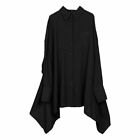Black Womens Gothic Long Sleeves Skirt Asymmetric Loose Oversize Shirt Dress