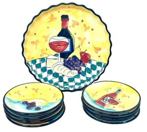 HausenWare Mary Jane Mitchell Wine Serving Tray 8 Cocktail Dessert Plates 5" - Picture 1 of 8