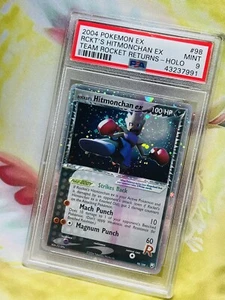 2004 Pokemon EX Team Rocket Returns Rocket's Hitmonchan EX PSA 9 Print ERROR INK - Picture 1 of 10