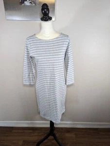 Vineyard Vines Knit Dress Women’s Small 3/4 Sleeve Gray White Striped Nautical - Picture 1 of 7