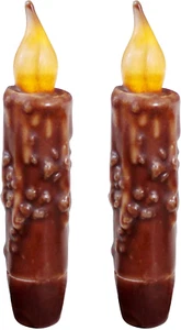 Real Wax Hand Dipped Battery Operated LED Timer Taper Candles Country Primitive - Picture 1 of 2