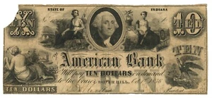 1856 American Bank, Dover Hill, Indiana $10 Obsolete Note No.11546 R-7 (59744) - Picture 1 of 2