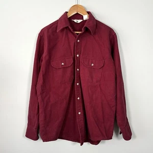 Vintage Black Duck Burgundy Flannel Shirt Large 1960s 100% Cotton - Picture 1 of 9