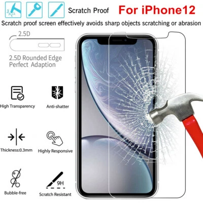 3-Pack iPhone 12 Pro Max Mini 9H Full Cover Tempered Glass Screen Protector US - Image 1 of 4