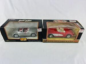 MAISTO/MOTOR MAX LOT OF 2 1/24 DIECAST CARS-59 CORVETTE AND PLYMOUTH SPYDER