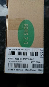 1,5MΩ 1,5Meg Carbon Film Widerstand 0,25W ±5% x 5000 in einer Box - Bild 1 von 6