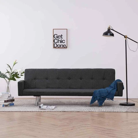 Sofa Bed Convertible Sectional Sofa Bed with Armrest Dark Gray Fabric vidaXL Cover