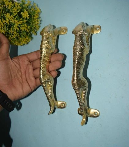 Brass Panther Door Pull Set Tiger Door Handle Brass Lion Metal Animal Door Pull Cover