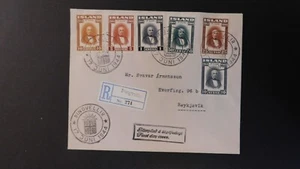 1944 Registered Iceland First Day Cover FDC Pingvellir to Rekjavik - Picture 1 of 2