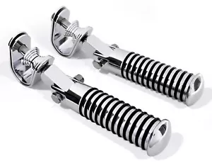 Fußrasten Set mit Klemme für Sturzbügel Custom Chrom Schelle Sundance Universal - Bild 1 von 2