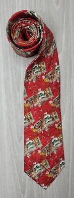 NUEVA Corbata de Pesca con Mosca Museo Artefactos 100% Toda Seda Para Hombre ROJA Foto 1 de 4