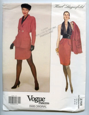 Vogue Paris Original 2755 Lagerfeld Jacket Halter Top And Skirt Size 8 10 12 Foto 1 de 3
