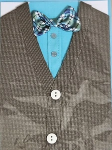 PAPYRUS Papyrus Birthday Card for Him Handsome Felt Sweater Bow Tie  - Picture 1 of 4