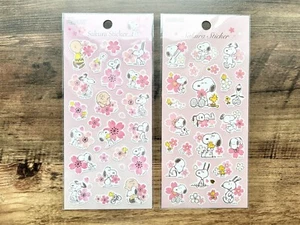 Peanuts Snoopy Sakura Cherry Blossom seal stickers, craft supply,planner - Picture 1 of 5