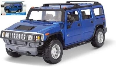 MAISTO-MODELLINO 1:27 HUMMER H2 SUV 2003 COLORE BLU DIE-CAST METAL - Immagine 1 di 4