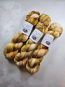 Hand dyed BFL Silk yarn, Lace weight, 100g, GOLDEN DRAGON - Picture 1 of 6