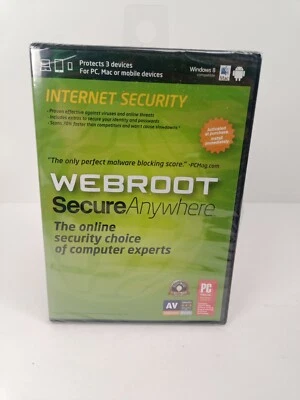 Webroot Secure Anywhere Internet Security PC MAC Mobile Devices Windows 8 New - Image 1 of 4
