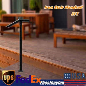 Metal Handrail Single Post Handrail Iron Handrail for 1-2 Step Stairs Railing - Picture 1 of 16