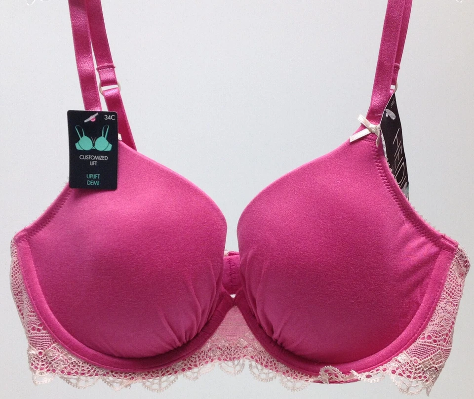 Sujetador de encaje geométrico Heidi By Heidi Klum Fit en rosa frambuesa/peonía plateada, 36B Foto 1 de 1