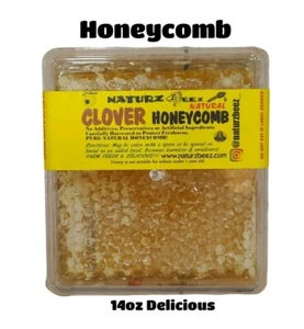 PREMIUM HONEY RAW CLOVER COMB 14oz 400g 100% PURE UNFILTERED HONEY - Picture 1 of 9