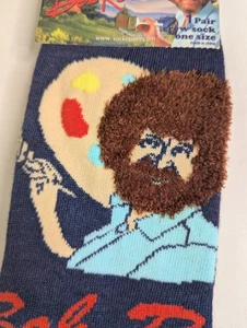 Bob Ross The Joy Of Painting Funny Novelty Crew Socks WITH RAISED HAIR 1 Pair - Picture 1 of 7