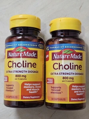 Lote de 2 🌞 Cápsulas de Colina Hechas en la Naturaleza - 2 BOTELLAS 60 CÁPSULAS CADA UNA, ENVÍO GRATUITO Foto 1 de 2