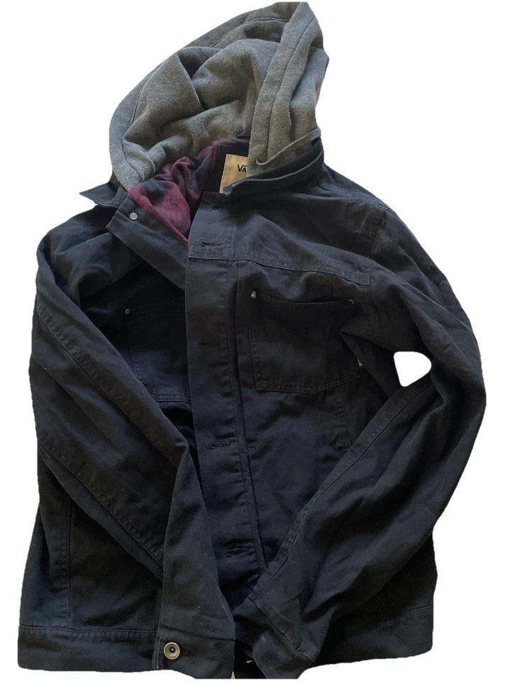 Chaqueta VANS ALGODÓN CAQUI NEGRO CON SUDADERA CON CAPUCHA GRIS INFORMAL ABOTONADA Talla Mediana Foto 1 de 4
