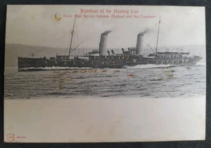 Tarjeta postal de barco de vapor Nightboat Of The Flushing Line antigua - Imagen 1 de 2