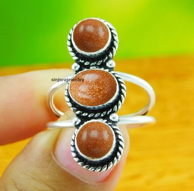 Anello Sun Sitara Gemstone in argento sterling 925 fatto a mano regalo... - Immagine 1 di 4