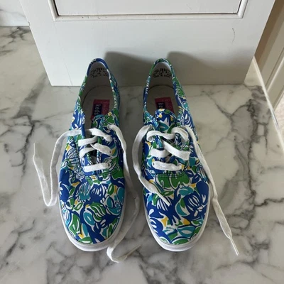 NUEVO SIN ETIQUETAS Zapatillas con Cordones Lilly Pulitzer Keds Verde Azul Floral Tropical 7.5 Nuevas Foto 1 de 4