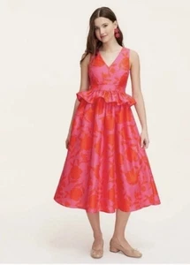 Klassisches rosafarbenes Schößchen-Midikleid für Damen – Kate Spade New York pink/rot Größe 14 - Bild 1 von 10