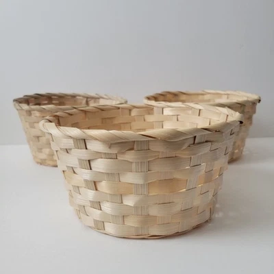 Organizador decorativo de cesta de verduras y frutas de ratán tejido de bambú de 8 pulgadas 3 piezas  Foto 1 de 4