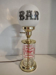 Miller High Life The Champagne of Beers Lamp with Glass Globe Vintage 17" - Picture 1 of 10