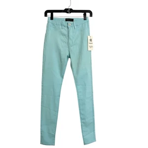 American Bazi USA Jegging Denim Jeans Pants S 1/2 3/4 Stretch Mid Rise Aqua Blue - Picture 1 of 8