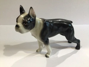 Enesco Black White Boston Terrier Dog Ceramic Figurine Made in Japan Vintage - Picture 1 of 8
