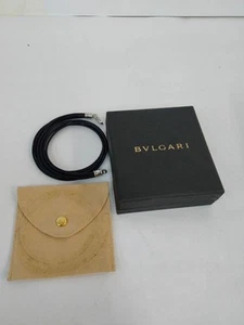 BVLGARI 5-Strand Leather Choker Necklace Brown Silver 2021 w/ Box & Pouch Used - Picture 1 of 9