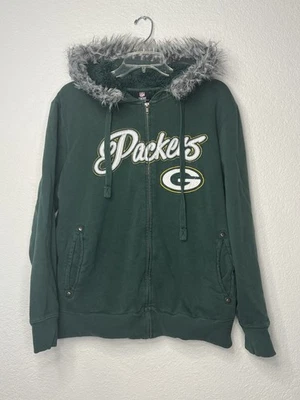 NFL Green Bay Packers Sudadera con Capucha de Piel Talla L Mujer Sherpa Forrada Cremallera Completa Sudadera Foto 1 de 4