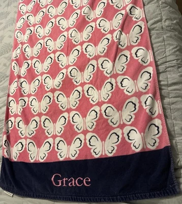 Pottery Barn Kids Butterfly Beach Towel "GRACE” Monogram Cotton 32” X 64” - Image 1 of 4