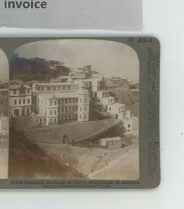 Beautiful Buildings on steep Slopes Chile Underwood Stereoview - Picture 1 of 2