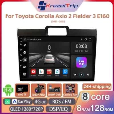 KRAZELTRIP 8 Core Car Stereo for Toyota Corolla Axio 2 Fielder 3 E160 2012 - 2021 QLED DSP