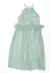 ASOS Womens Green Polyester Shift Size 14 Halter Button - Rhinestone Detail - Picture 1 of 10