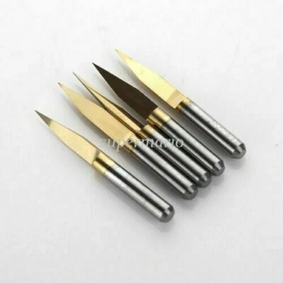 10 Degree 0.2mm Tip Titanium Coated Carbide PCB Engraving Bits CNC Router Tool - image 1 of 3