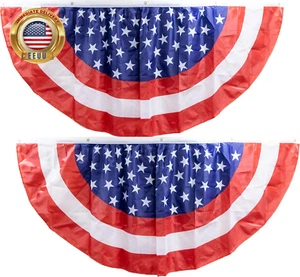 July 4Th American Flag Banner Bunting Half Fan Patriotic Porch Garland Decoratio - Picture 1 of 7