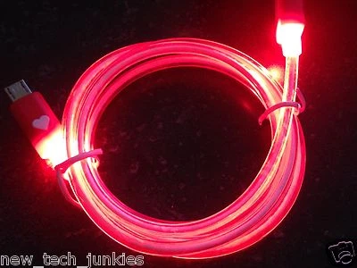 3FT GLOW LED Light-up Power Charger Data Sync Cable for Samsung S6 S7+ Micro USB - Image 1 of 4