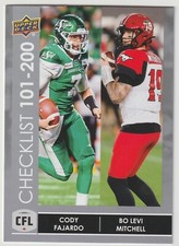 2022 Upper Deck CFL Cody Fajardo Bo Levi Mitchell Checklist Card #200