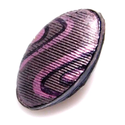 DIMI Antique Vtg Imitation Fabric BUTTON Oval with Pink NICE Cover